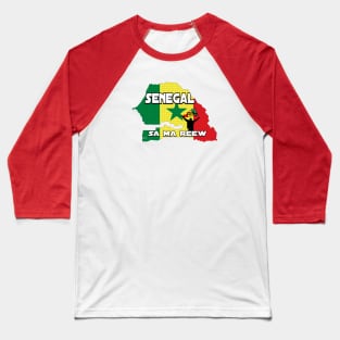 Senegal flag with Wolof Saying Senegal Sa Ma Reew Baseball T-Shirt